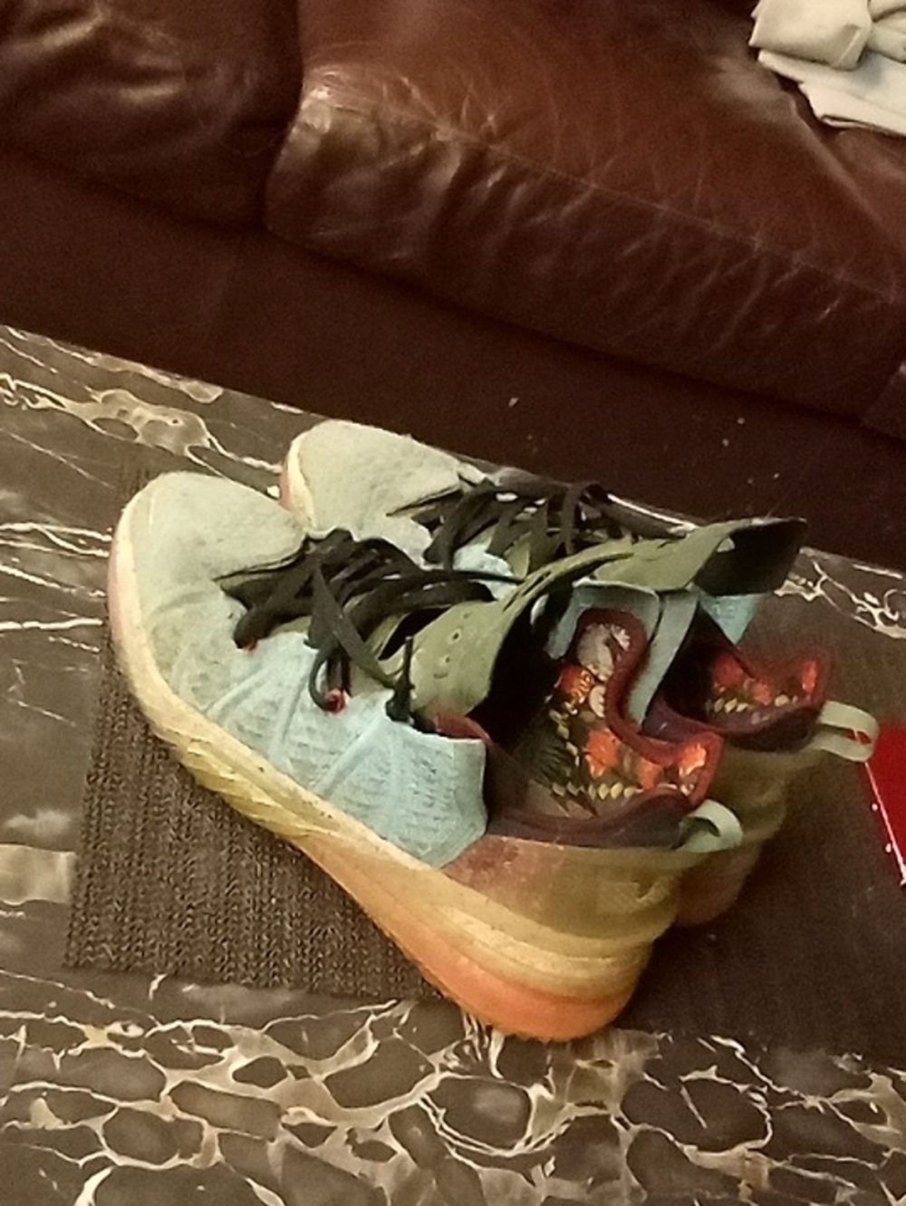 Nike Light Blue High-Top Athletic Sneakers with Floral Lining